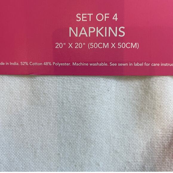 Isaac Mizrahi Spring Cotton Cloth Napkins 20x20 Embroidered Turquoise White NEW - Picture 6 of 8